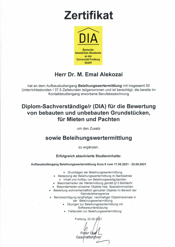 Beleihungswertermittlung (DIA)