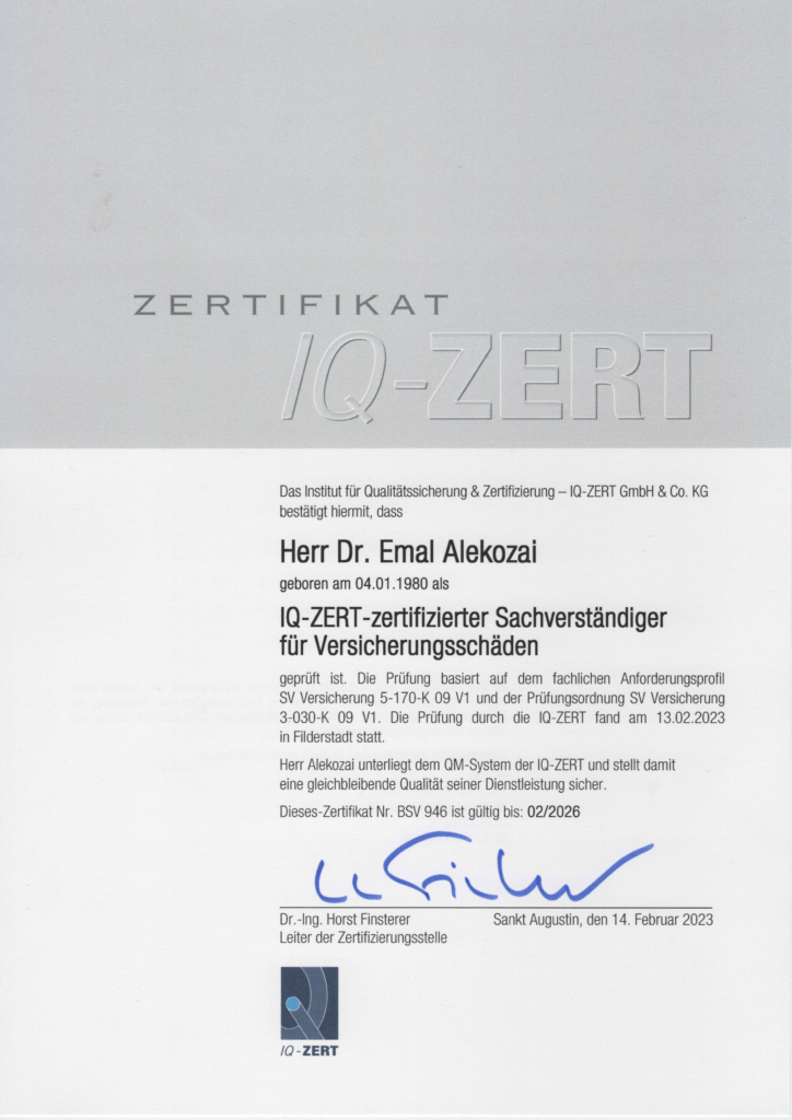 Sachverständiger für Versicherungsschäden